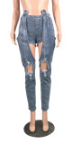 Fashion Ripped Length Patchwork Jeans