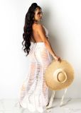 Fashion Sexy Solid Color Knitted Beach Dress