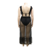 Sexy V-neck Plus Size See-through Fringed Dress