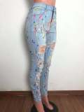 Fashion New Color Throwing Ripped Jeans