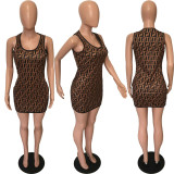 Sexy Sleeveless Strap Digital Print Dress