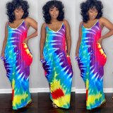 Fashion Tie Dye Colorful Camisole Dresses