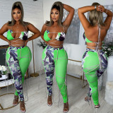 Fashion Sexy Tube Top Print Suit