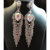 Ethnic Style AB Color Exaggerated Long Tassel Earrings