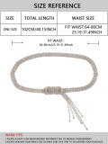 Rhinestone Inlaid Side Swing Chain Double Ring Belt Buckle Waist Chain Belt