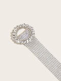 Rhinestone Inlaid Crystal Waist Buckle Diamond Cloth Belt