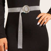 Rhinestone Inlaid Crystal Waist Buckle Diamond Cloth Belt