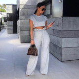 Fashion Casual Solid Color Two-piece Suit