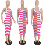 Sexy Stripes Colorblock Dress