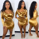 Sexy Long Sleeve Skirt Hot Stamping Two Piece Set
