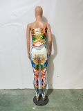 Fashion Totem Print Tube Top Two Piece Set