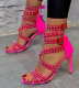 Trendy Studded Cross Buckle Stiletto Heel Sandals