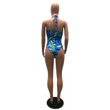 Fashion Sexy Backless Print Swimsuit