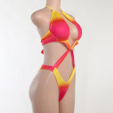 Fashion Sexy Gradient Smudge Tie Halter Bikini Two-Piece Set