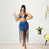 Summer New Hand-knitted Rope Denim Suit