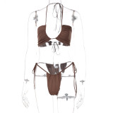 2022 New Swimsuit Sexy Drawstring Two-piece Set