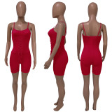 Hot Sales Solid Color Strap Sleeveless High Waist Bodycon Romper