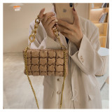 Fashion Plaid Thick Chain Handheld Small Square Bag