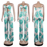 Fashionable And Sexy Printed Chest Wrap Jumpsuit