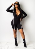 Stylish Sexy Attached Front Chest Zip Jumpsuit