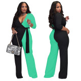 Fashionable Sexy Solid Color Double Piece Jumpsuit