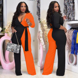 Fashionable Sexy Solid Color Double Piece Jumpsuit