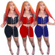 Fashion Casual Tied Rope Solid Color Two-piece Set