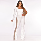 Fashion Mesh Stitching Hot And Drilled Jumpsuit