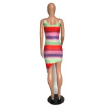Casual Simple Fashion Gradient Colorful Dress