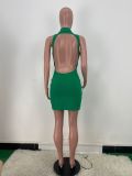 Pit Single-breasted V-neck Backless Sexy Dress