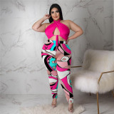 Tie-print Halterneck Fashion Suit