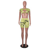 Printing Ink Color Wrap Chest Sexy Fashion Two-piece Set