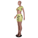 Printing Ink Color Wrap Chest Sexy Fashion Two-piece Set