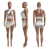 Fishbone Body Sculpting Lace-up Skirt Suit