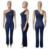 Sexy Sloping Shoulder Sleeveless Jumpsuit