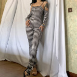 Fashion Stripe Print Milk Silk Jumpsuit