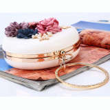 Round Pearl Clutch Coin Dinner Bag