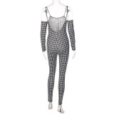 Fashion Stripe Print Milk Silk Jumpsuit