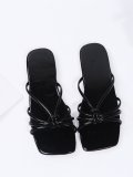 Flat Low Heel Square Toe Open Toe Slip-On Slippers
