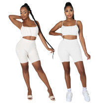 Camisole Pleated Top Shorts Two-Piece Set
