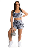 Fashionable Athleisure Print Vest Set