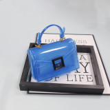 Solid Color Mini Cute Square Buckle Lock Transparent Jelly Bag