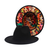 Black Inner Pattern Double-sided Jazz Hat