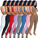 Yoga Wear Fashion Solid Color Tank Top Pants Set