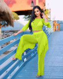 Fashion Net Yarn Ruffle Beach Leisure Two-piece Set