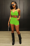 Sexy Tube Top Shorts Solid Color Two Piece Set