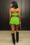 Sexy Tube Top Shorts Solid Color Two Piece Set
