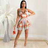 Printed Sling Wrap Chest Two Piece