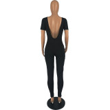Low Cut Tight Sexy Open Back Casual Jumpsuit
