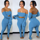 Hot Selling Solid Color Pleated Sexy Two-piece Suit